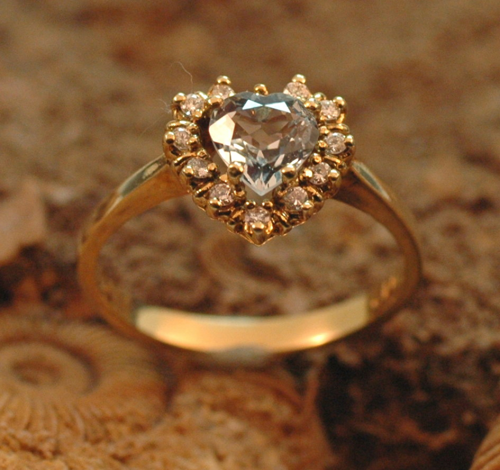 Aquamarin Ring mit Brill. 585 GG